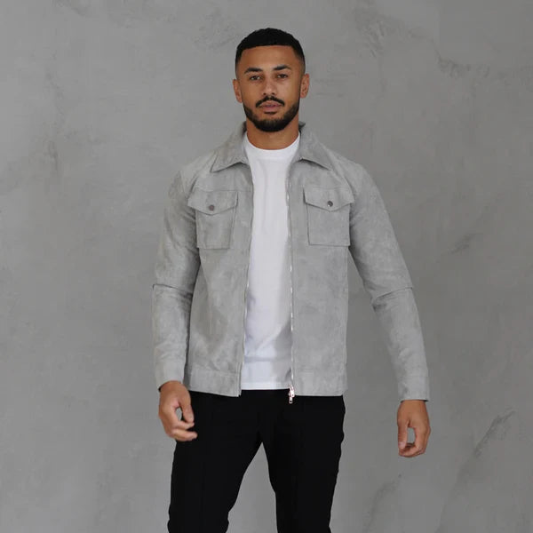 Men’s gray suede jacket athletic fit – men