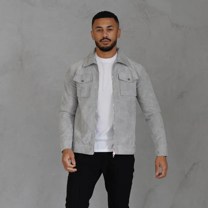 Men’s gray suede jacket athletic fit – men