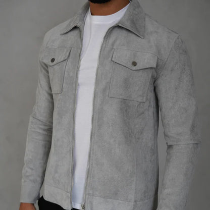 Men’s gray suede jacket athletic fit – men