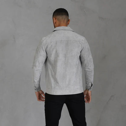 Men’s gray suede jacket athletic fit – men