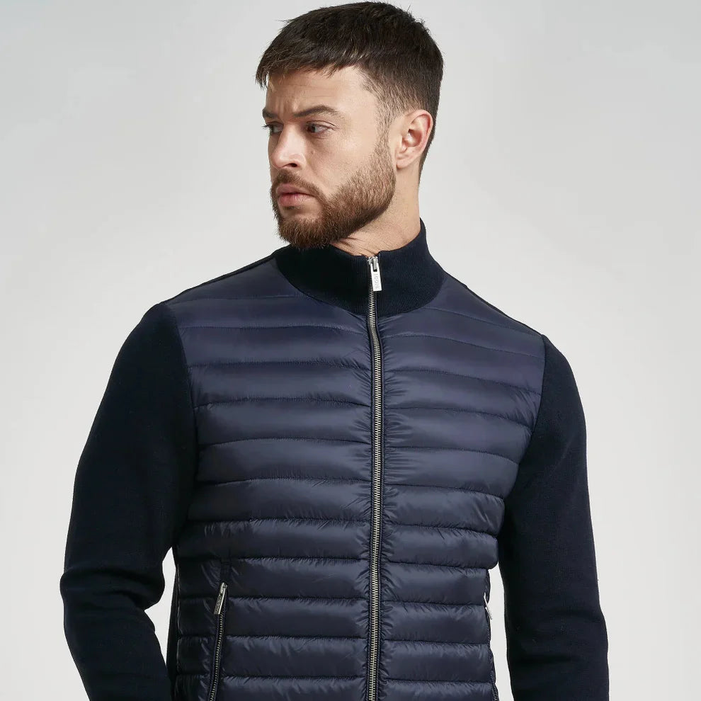 Men’s hybrid quilted puffer jacket zip front – men