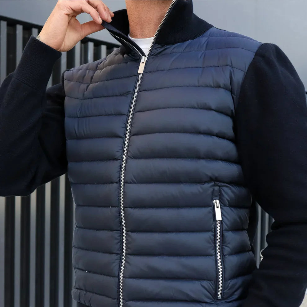Men’s hybrid quilted puffer jacket zip front – men