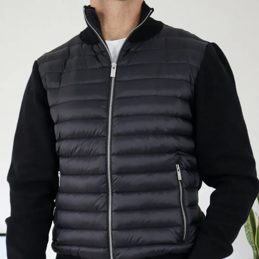Men’s hybrid quilted puffer jacket zip front – men