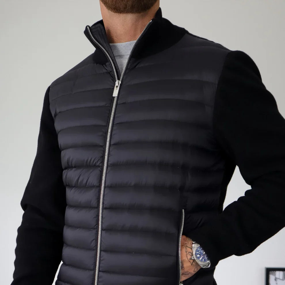 Men’s hybrid quilted puffer jacket zip front – men