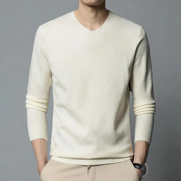 Men’s merino-cashmere v-neck sweater classic – men