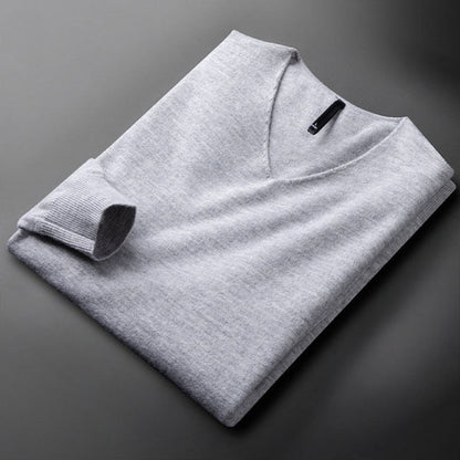 Men’s merino-cashmere v-neck sweater classic – men