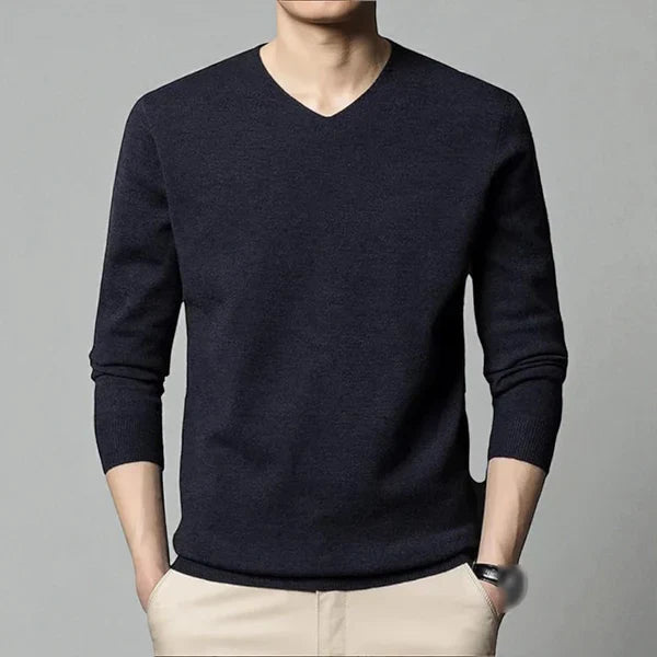 Men’s merino-cashmere v-neck sweater classic – men