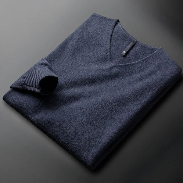 Men’s merino-cashmere v-neck sweater classic – men