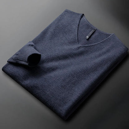 Men’s merino-cashmere v-neck sweater classic – men
