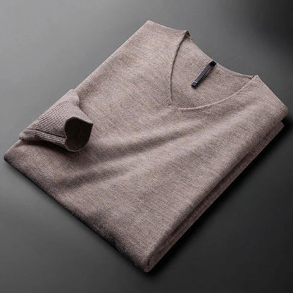 Men’s merino-cashmere v-neck sweater classic – men