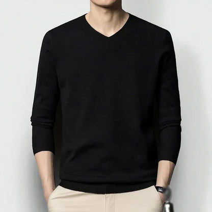 Men’s merino-cashmere v-neck sweater classic – men