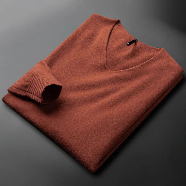 Men’s merino-cashmere v-neck sweater classic – men
