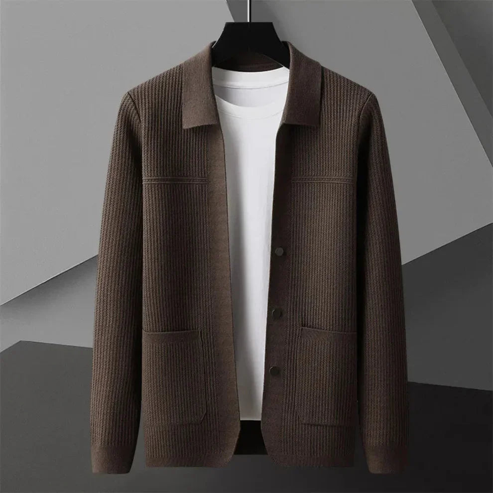 Men's ribbed cardigan - lightweight & stylish