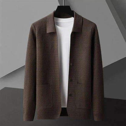 Men's ribbed cardigan - lightweight & stylish