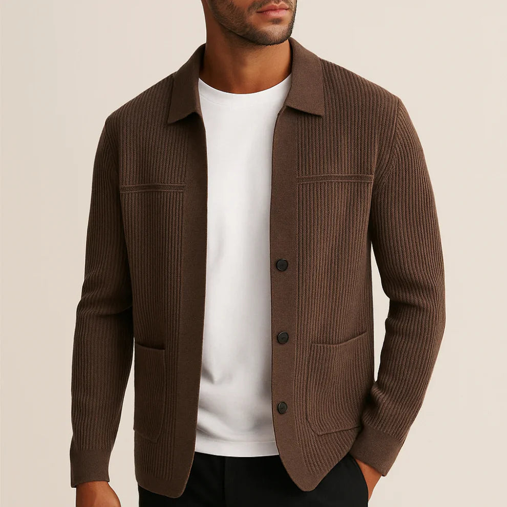 Men's ribbed cardigan - lightweight & stylish
