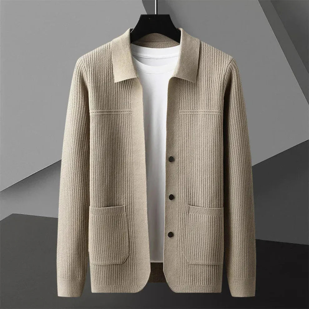 Men's ribbed cardigan - lightweight & stylish