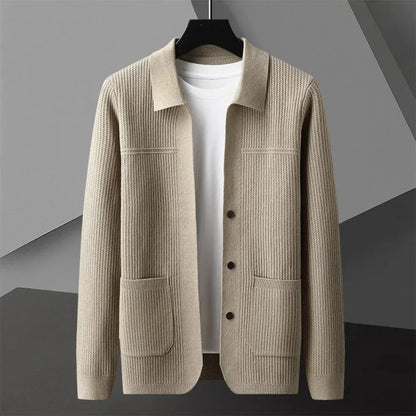 Men's ribbed cardigan - lightweight & stylish