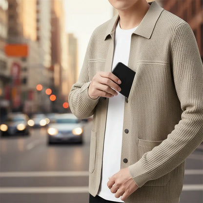 Men's ribbed cardigan - lightweight & stylish