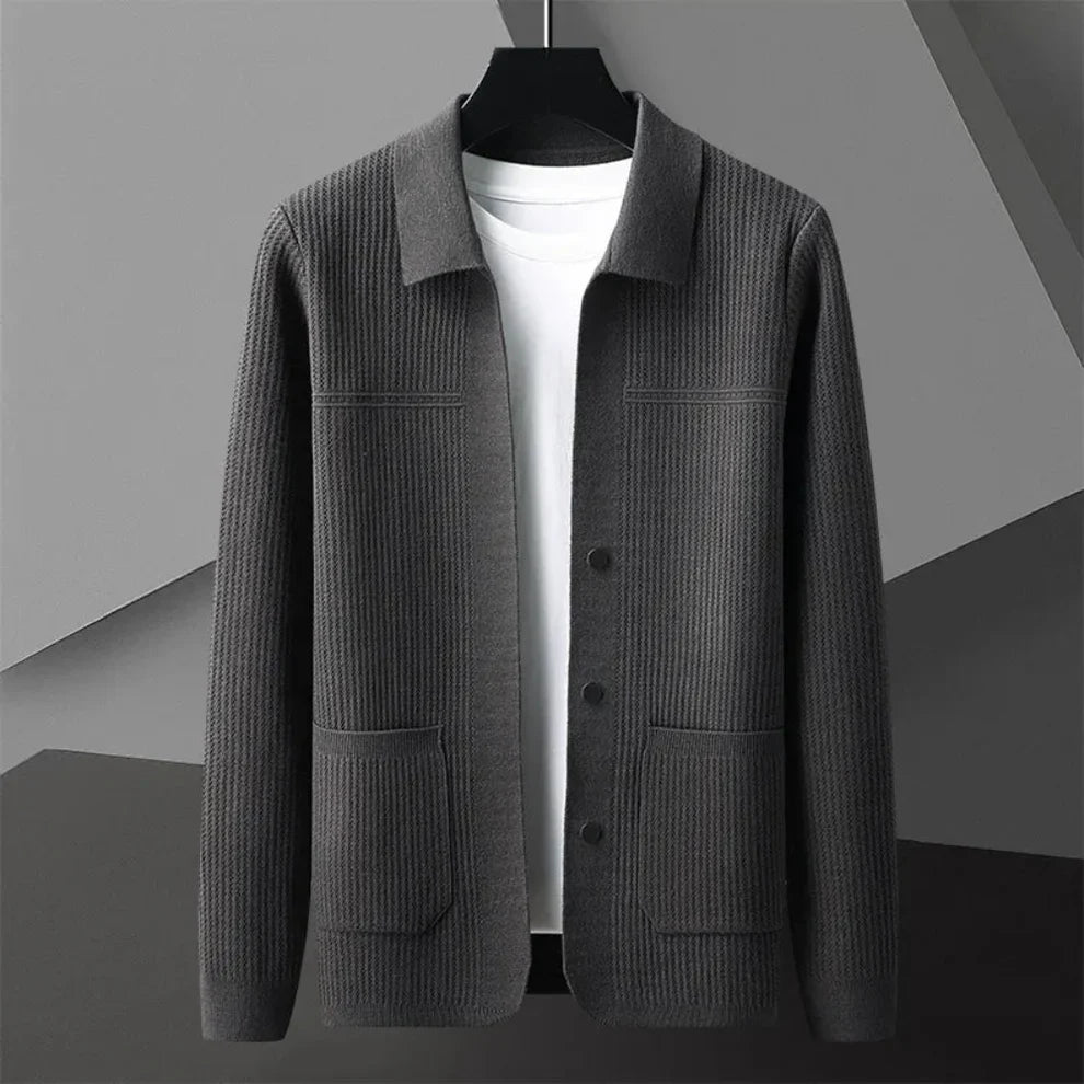Men's ribbed cardigan - lightweight & stylish