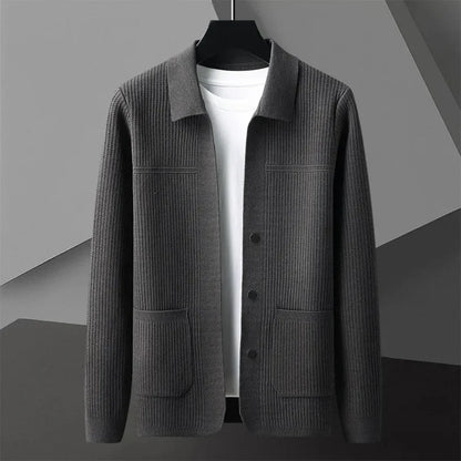 Men's ribbed cardigan - lightweight & stylish