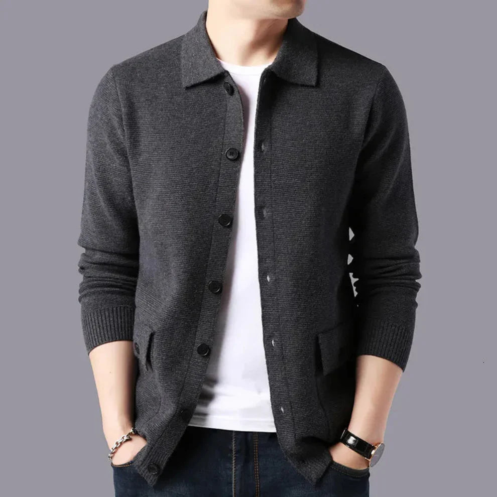 Men's ribbed cardigan - lightweight & stylish