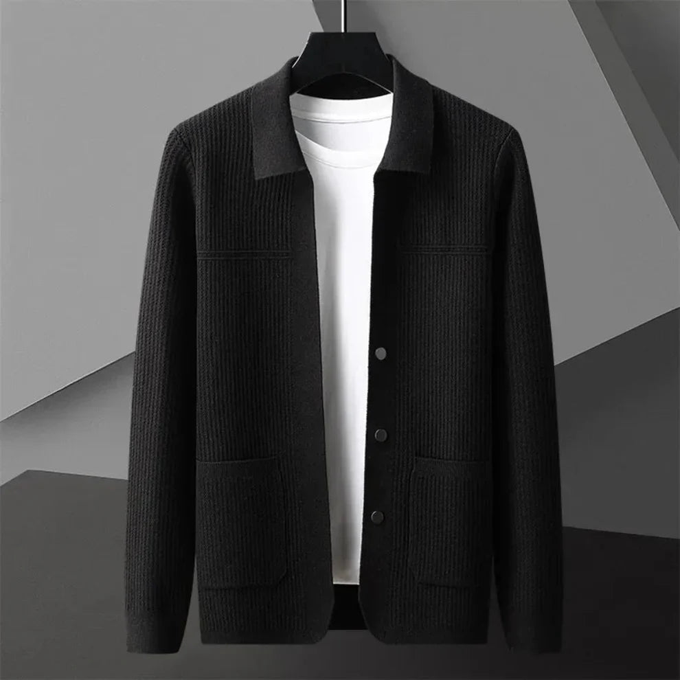 Men's ribbed cardigan - lightweight & stylish