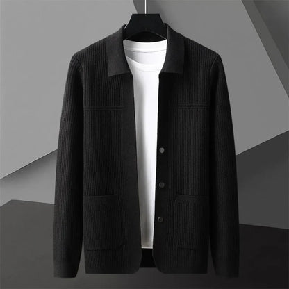 Men's ribbed cardigan - lightweight & stylish