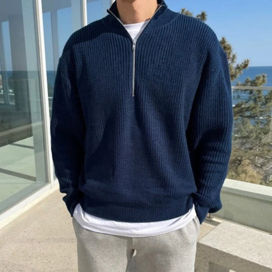 Men’s ribbed half-zip pullover – men