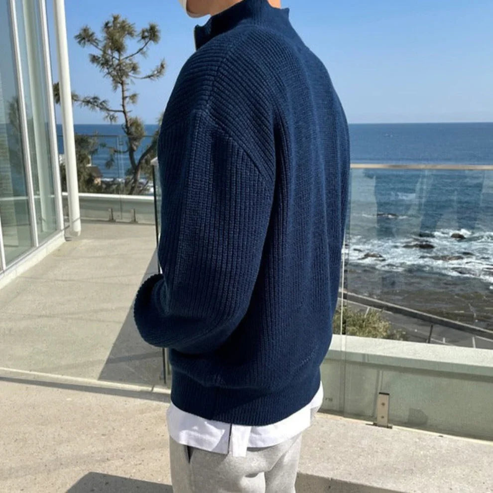 Men’s ribbed half-zip pullover – men