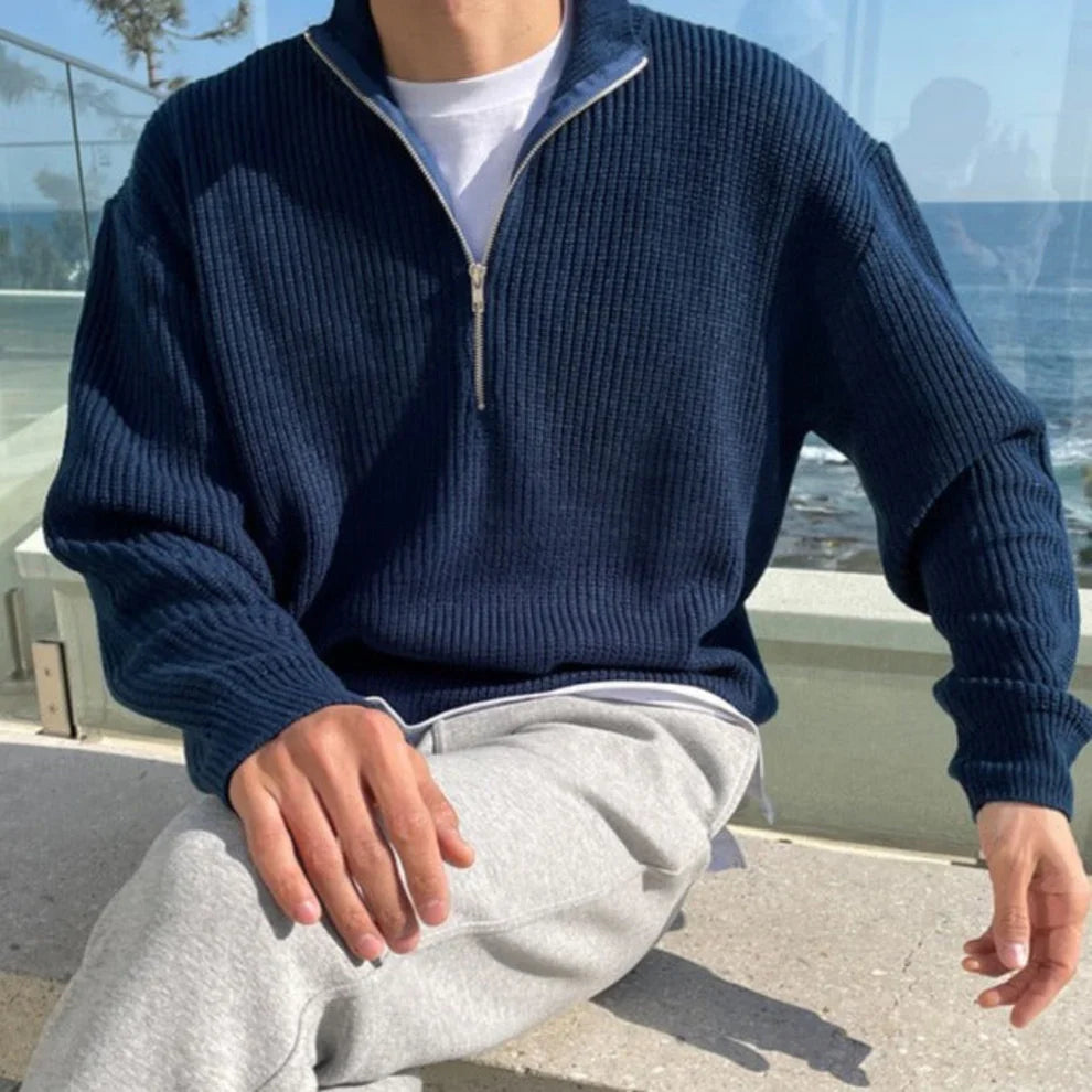 Men’s ribbed half-zip pullover – men