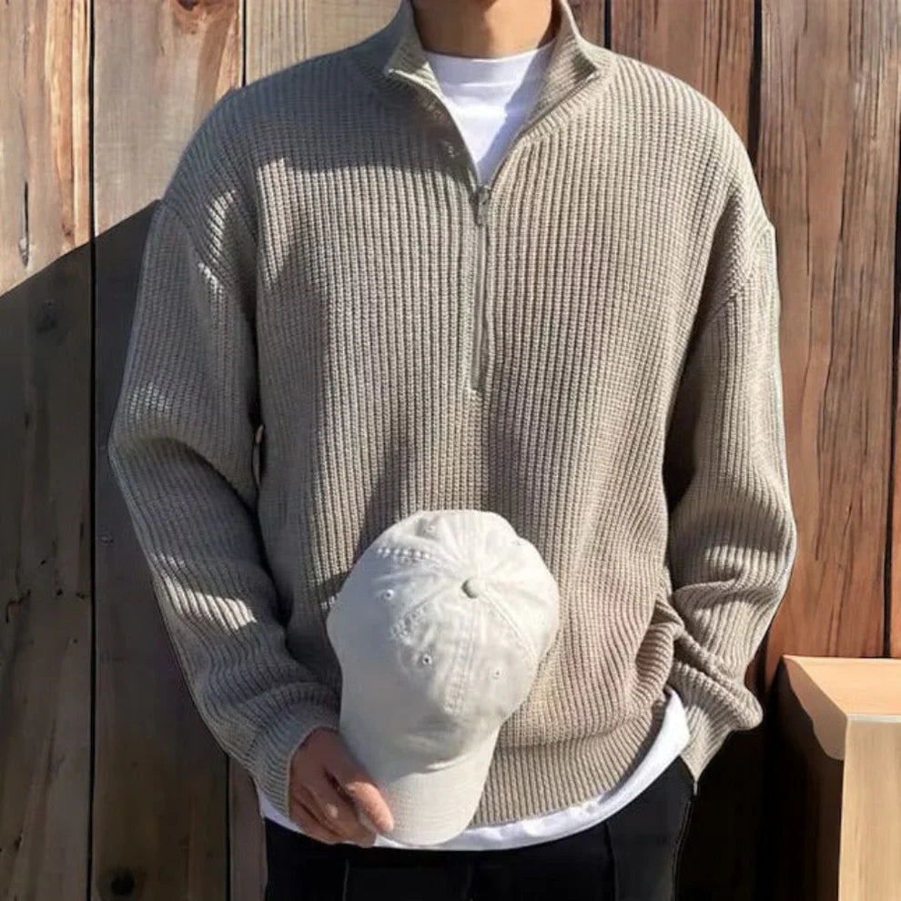Men’s ribbed half-zip pullover – men