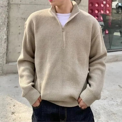 Men’s ribbed half-zip pullover – men