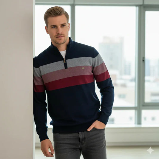 Men’s striped quarter-zip sweater – men