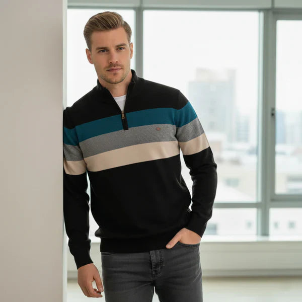 Men’s striped quarter-zip sweater – men