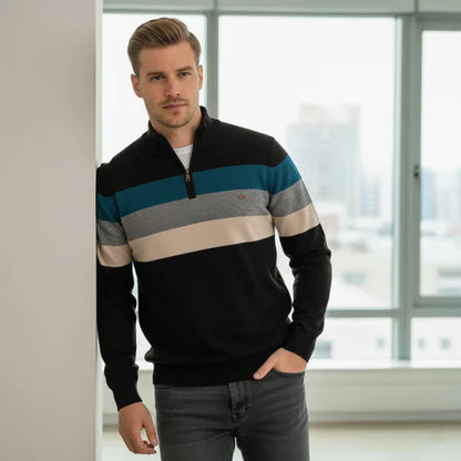 Men’s striped quarter-zip sweater – men