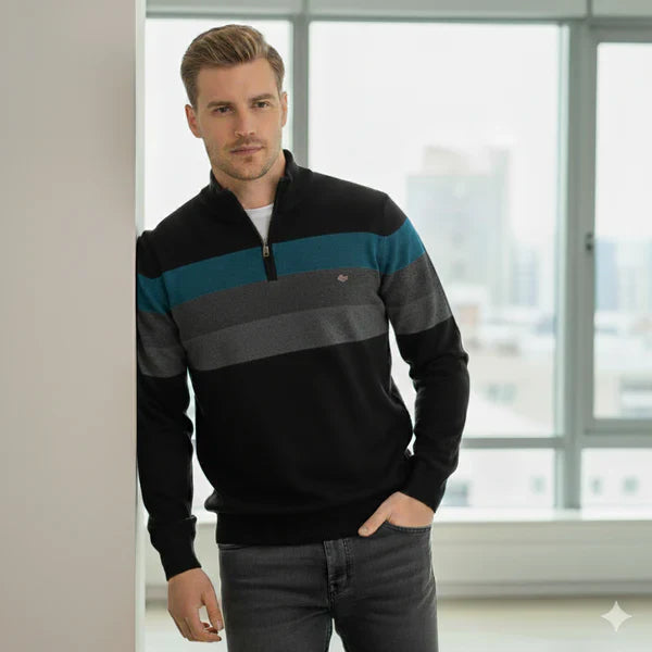 Men’s striped quarter-zip sweater – men