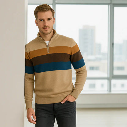 Men’s striped quarter-zip sweater – men