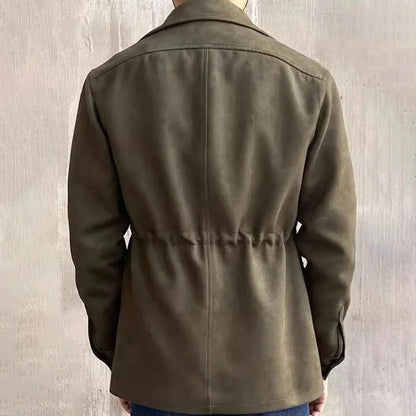 Men’s suede safari field jacket with button placket – men