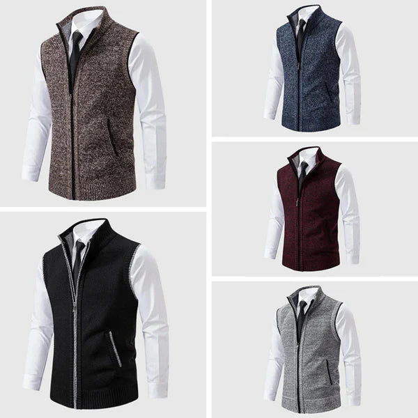 Men’s wool-blend zip sweater vest – men