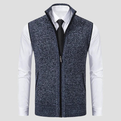 Men’s wool-blend zip sweater vest – men