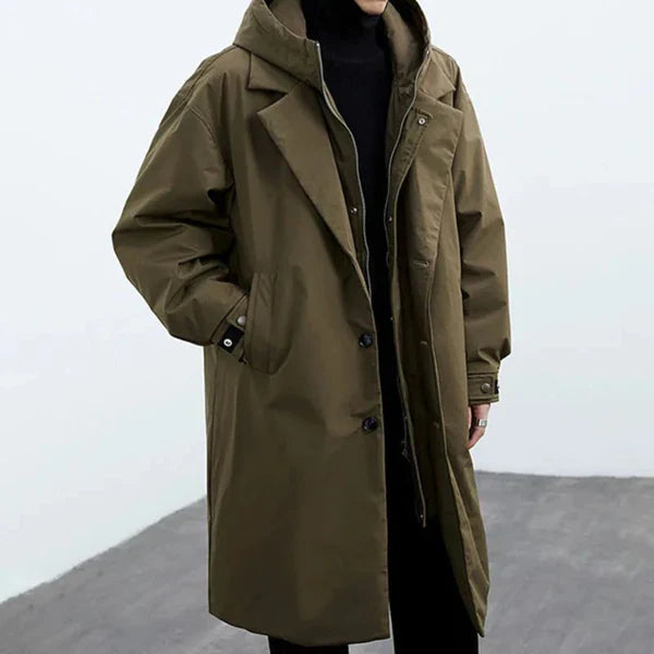 Men’s waterproof long puffer trench coat – men