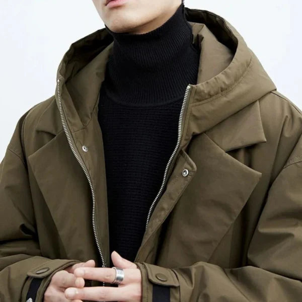 Men’s waterproof long puffer trench coat – men