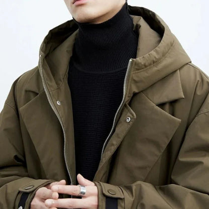 Men’s waterproof long puffer trench coat – men