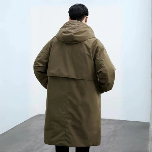 Men’s waterproof long puffer trench coat – men