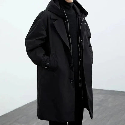Men’s waterproof long puffer trench coat – men