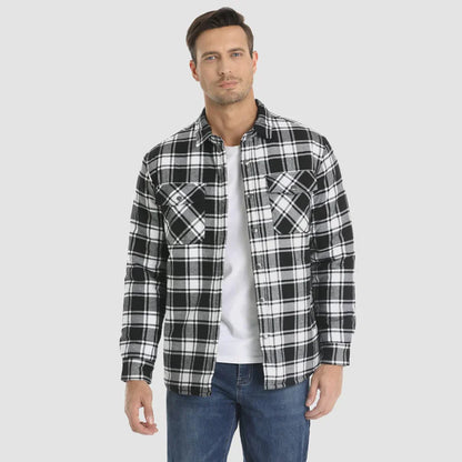 Men’s fleece-lined checked winter jacket – men