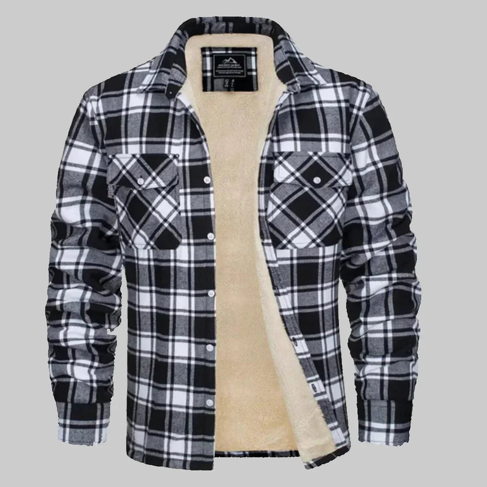Men’s fleece-lined checked winter jacket – men