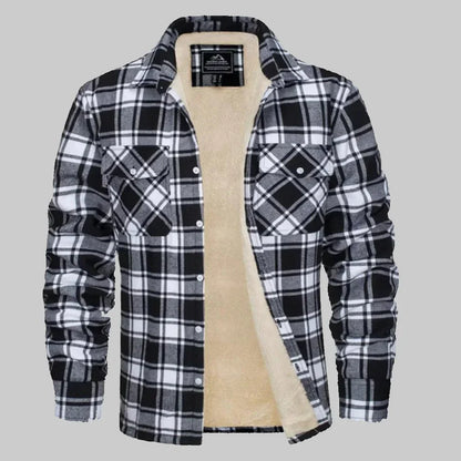 Men’s fleece-lined checked winter jacket – men