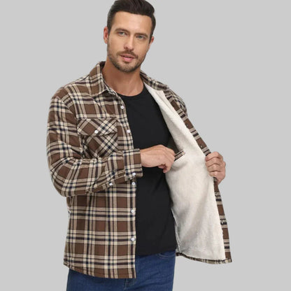 Men’s fleece-lined checked winter jacket – men