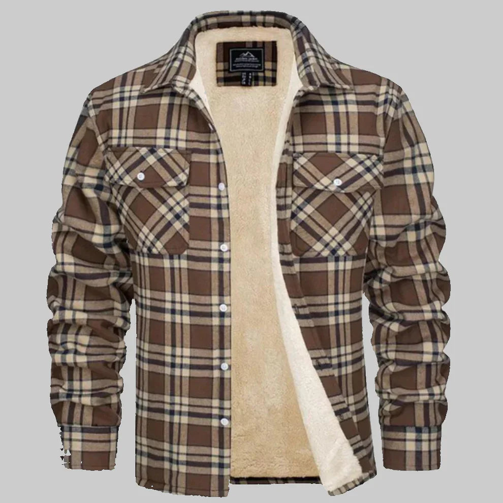 Men’s fleece-lined checked winter jacket – men